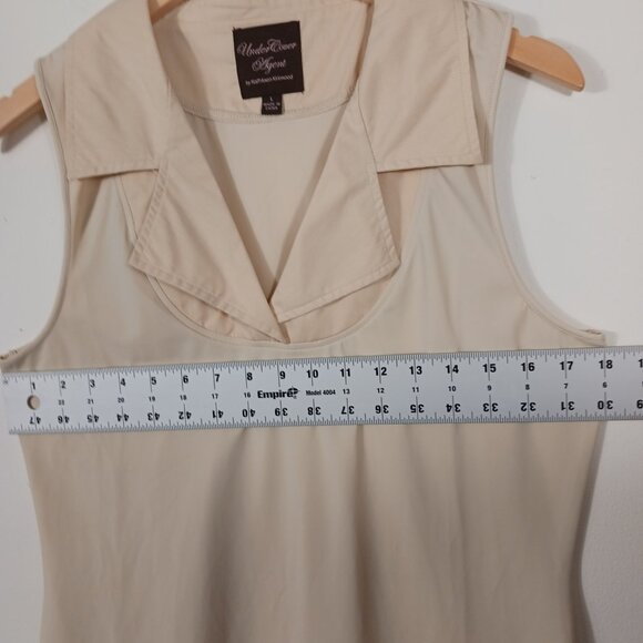 Under Cover Agent by Kathleen Kirkwood Mixed Media Sleeveless Top, Beige, SZ LRG - Picture 9 of 13